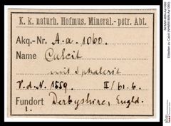Etiketten zu Calcit (NHMW-MIN-Aa1060)
